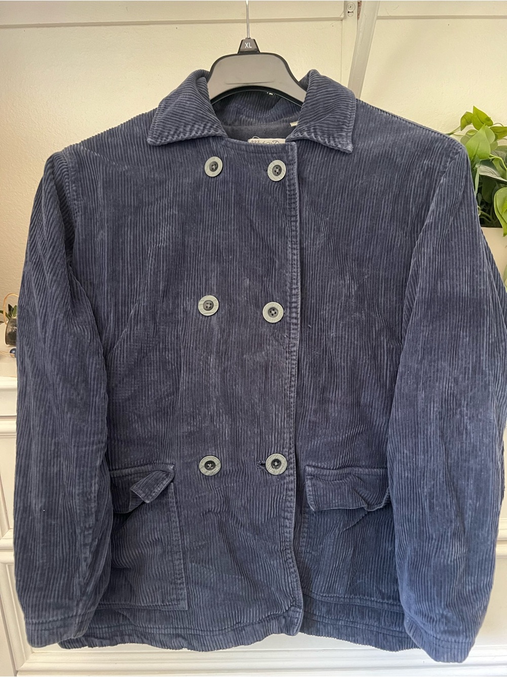 Vintage Mod-O-Doc Corduroy Oversized Peacoat Jacket Navy Blue Size 1 (Fits L)